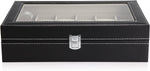 Black Pu Leather Watch Organizer Display Storage Box Cases (12 Slots)