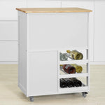 Kitchen Trolley With Wine Racks, Portable Workbench And Serving Cart