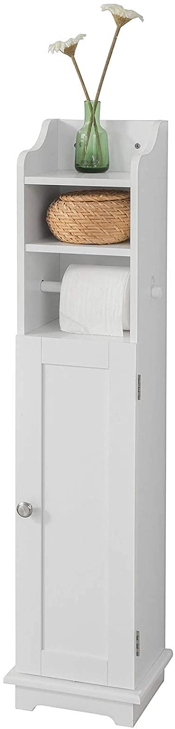 Toilet Paper Holder with Storage, Freestanding Cabinet