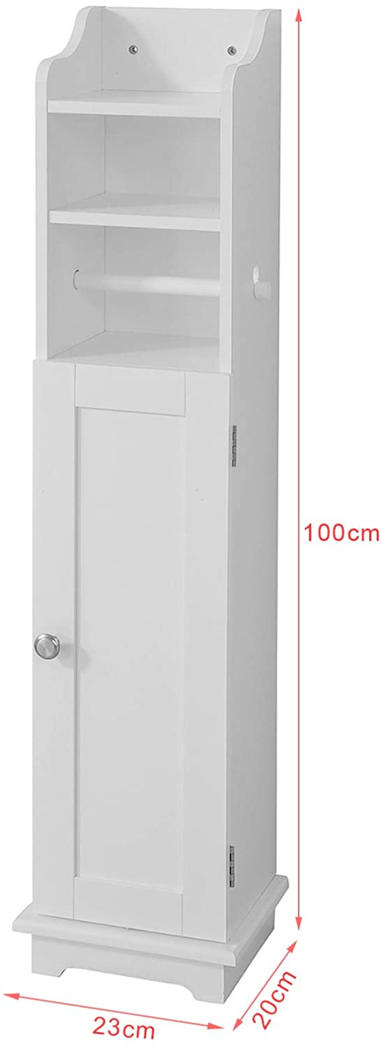 Toilet Paper Holder with Storage, Freestanding Cabinet