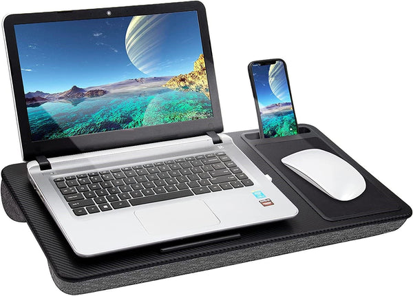  Laptop Desk With Device Ledge, Mouse Pad And Phone Holder (Black, 40Cm)