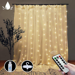 300 Leds Curtain Fairy Lights With Remote Control (Warm White)