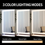 Large Hollywood Makeup Mirror 3 Modes Lighted And Smart Touch Control