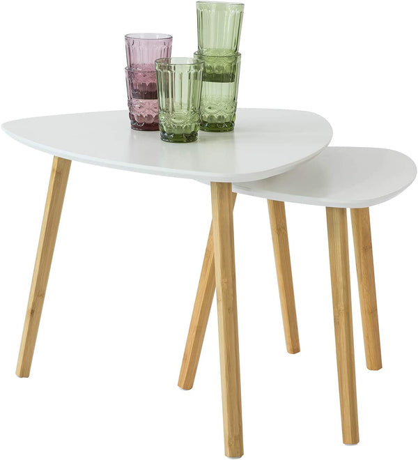  Set Of 2 White Side Nesting Tables