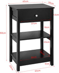 Black Bedside Table With 1 Drawer And 2 Shelves