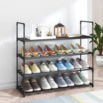 4-Tier Stainless Steel Shoe Rack Storage Organizer To Hold(Black)