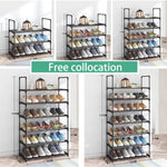 4-Tier Stainless Steel Shoe Rack Storage Organizer To Hold(Black)