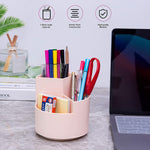 Pink 360° Rotating Pen Holder With 3 Layers For Desk Organization