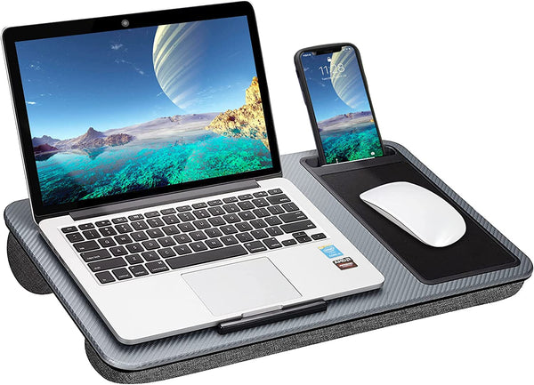  Portable Laptop Desk With Device Ledge, Mouse Pad, And Phone Holder (Silver, 40Cm)