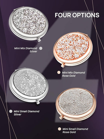 Mini Diamond Pocket Makeup Mirror (Silver)