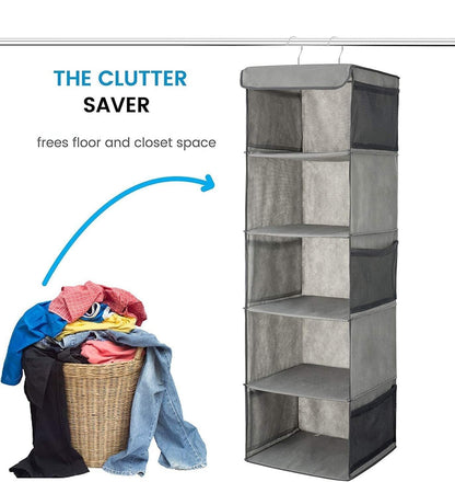 2 Pack 5 Foldable Shelf Hanging Closet Organizer Space Saver
