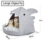 Shark Shape Pet Cave Bed For Cats Andsmall Dogs(Light Grey)