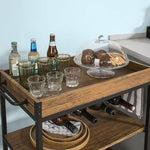 3-Tier Kitchen Serving Trolley With Wine Rack (Brown)