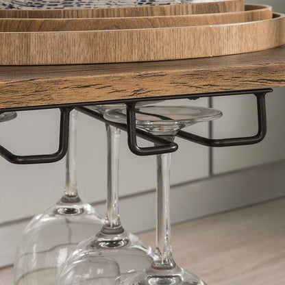 3-Tier Kitchen Serving Trolley With Wine Rack (Brown)