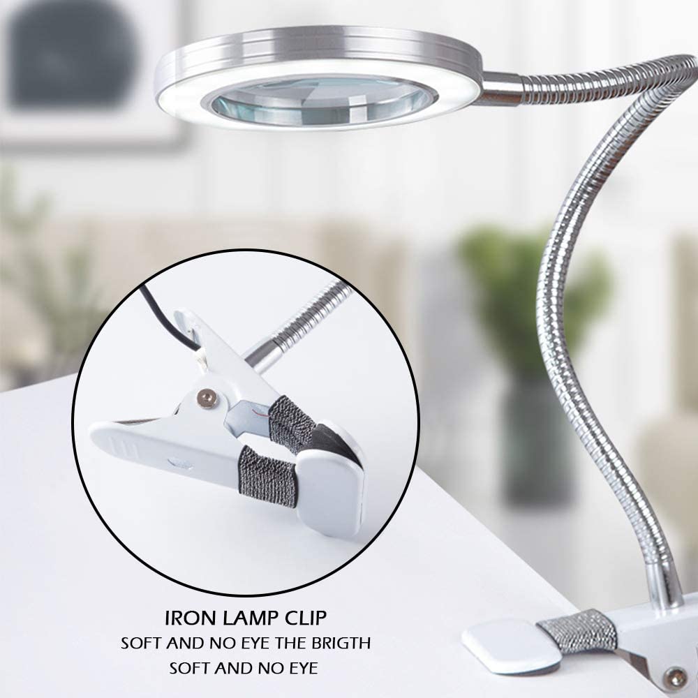 Led 8X Magnifying Lamp With Flexible Gooseneck