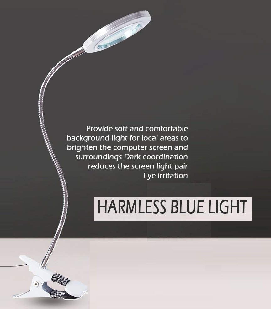 Led 8X Magnifying Lamp With Flexible Gooseneck