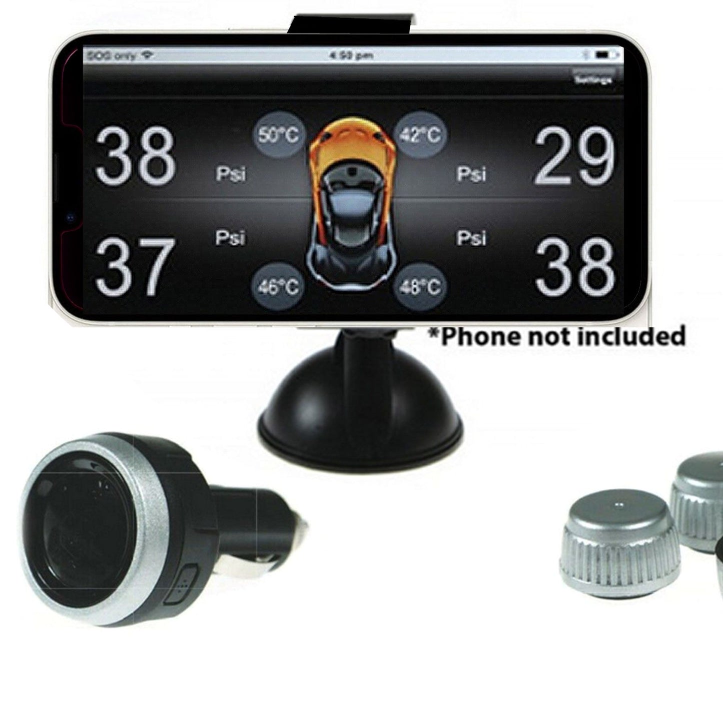 Diy Bt Wireless Car Tyre Pressure Monitor Monitoring System App Control