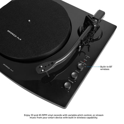 Pro-M Turntable with Bluetooth Speakers Black
