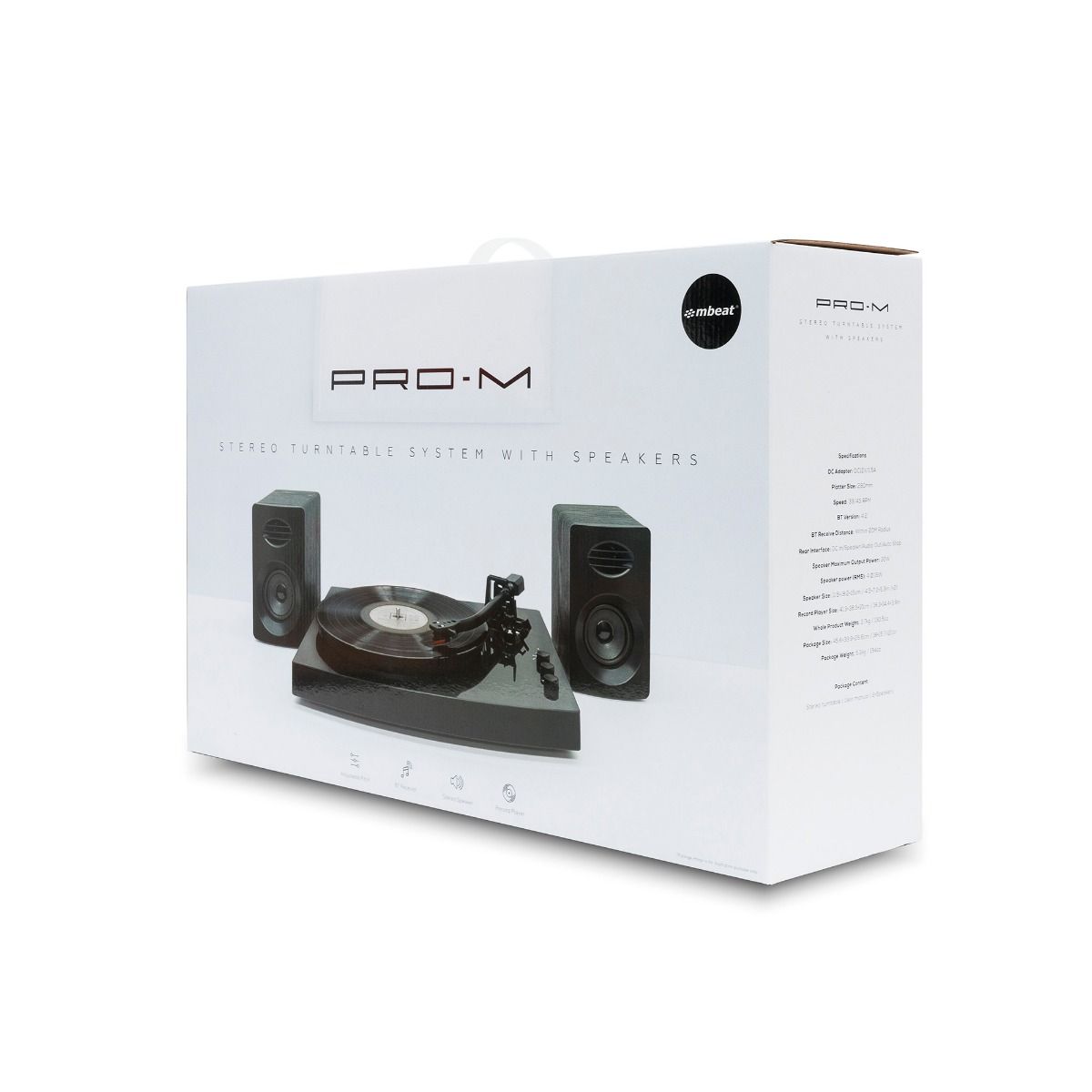 Pro-M Turntable with Bluetooth Speakers Black