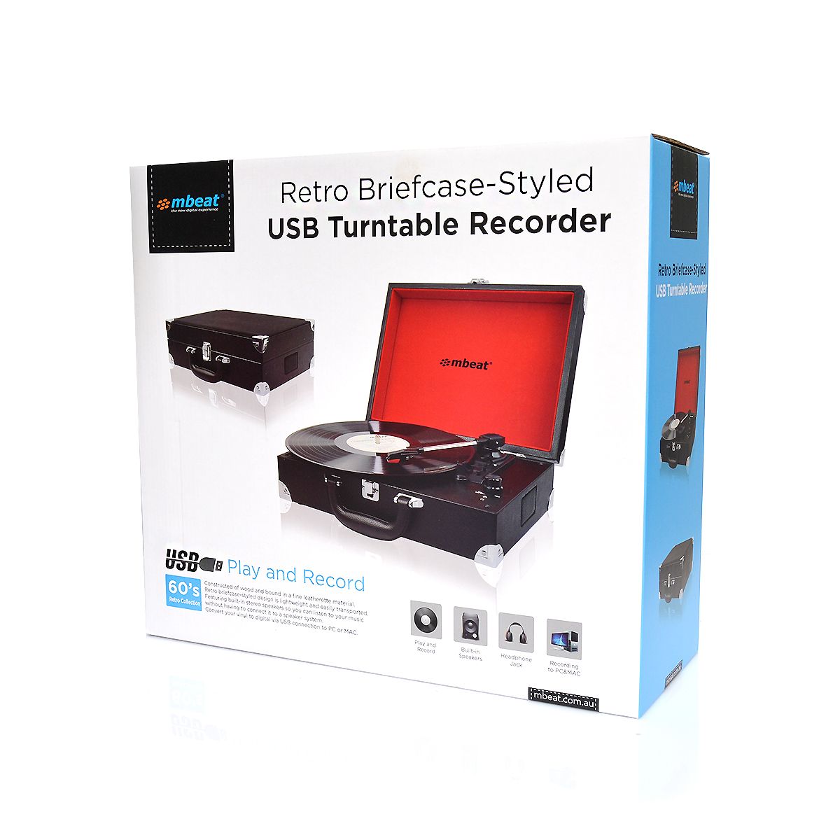 Mbeat Retro Briefcase-Styled Usb Turntable