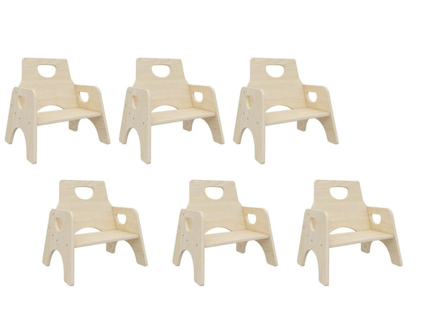  Kids Stackable Wooden Toddler Chair H25cm - 6 Pack