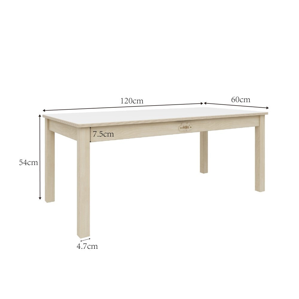 Kids Birch and White Rectangular Table