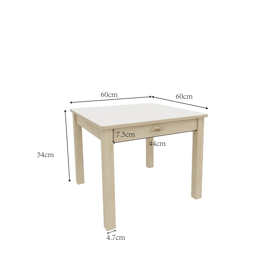Kids Birch and White Rectangular Table