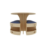Kids Round Wooden Table with Storage Stools Blue - Set Of 5