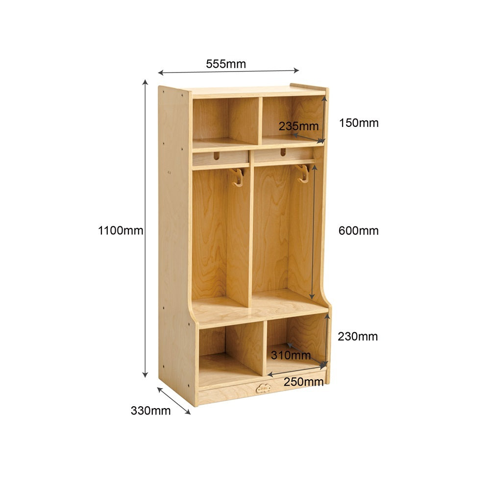 Children Preschool Coat Locker With Cubbies - 2 Section