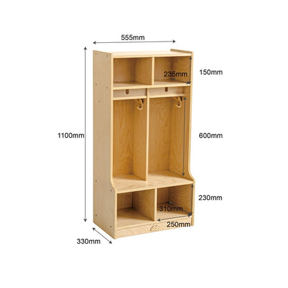 Children Preschool Coat Locker With Cubbies - 2 Section