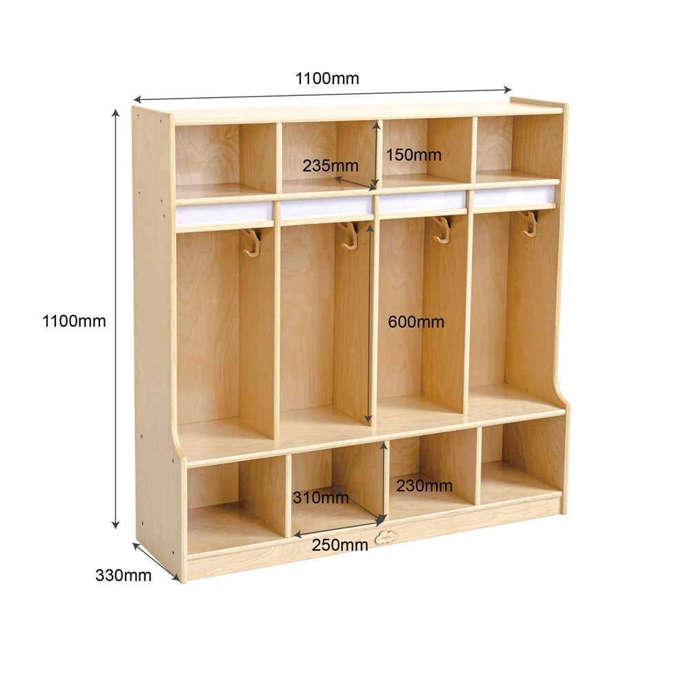 Preschool Coat Locker With Cubbies - 4 Section