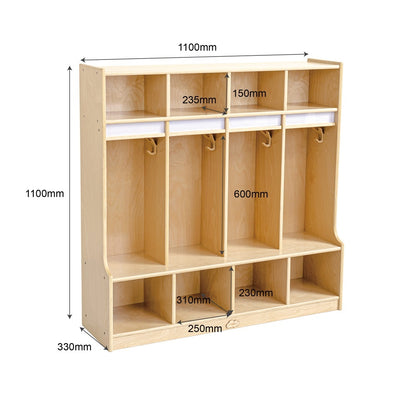 Preschool Coat Locker With Cubbies - 4 Section