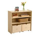 Kids 2 Shelf Storage Cabinet with Pull Out Drawers - H76cm