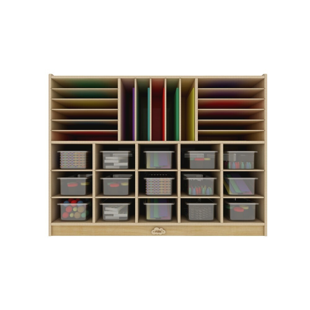 15 Cubby Cabinet Kids Bookshelf Organiser Storage