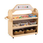 STEAM Trolley 3-in-1 Mobile Shelf Cabinet With 9 Storage Boxes