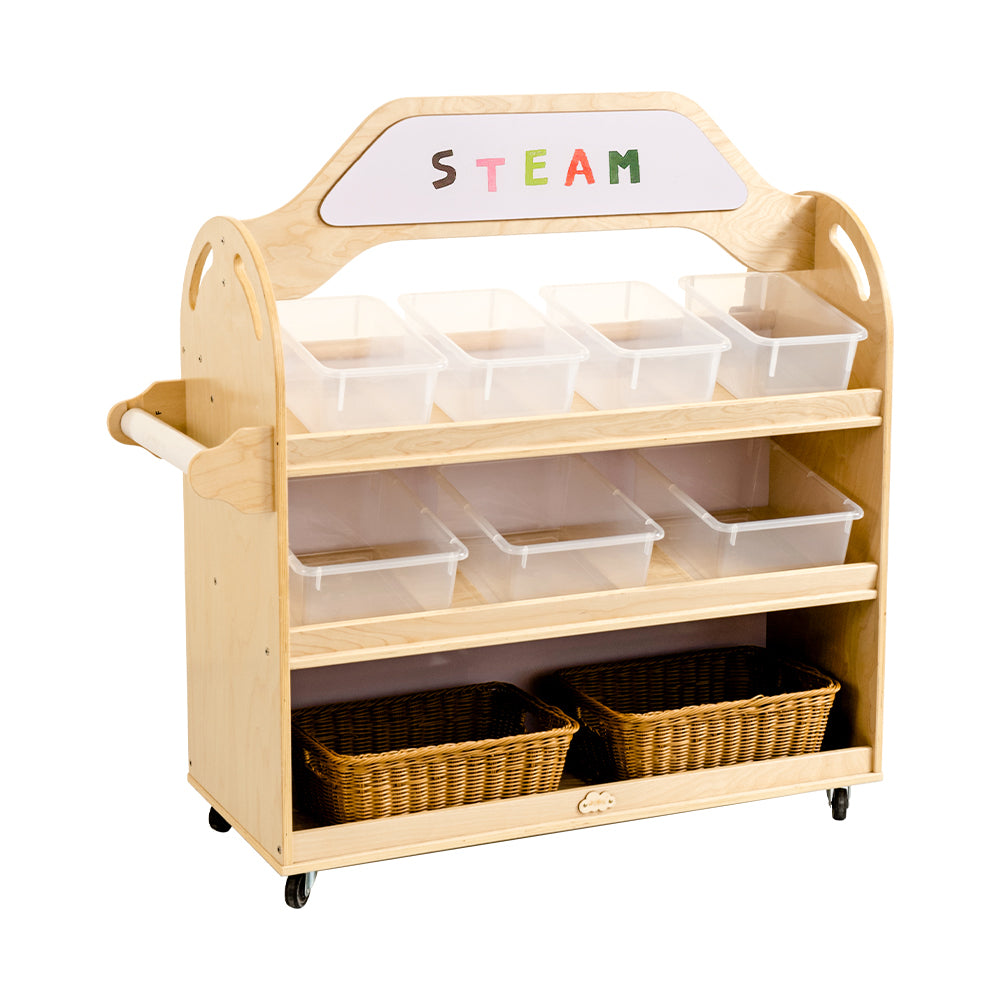 STEAM Trolley 3-in-1 Mobile Shelf Cabinet With 9 Storage Boxes