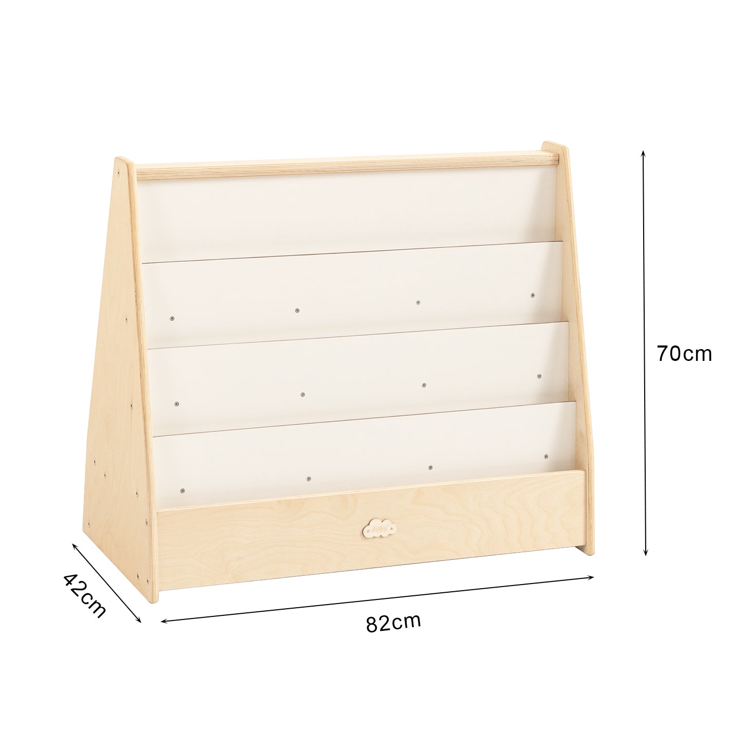 Kids 4 Tier Wooden Display Bookcase With White Board And Storage