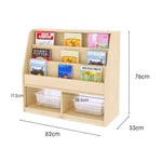 Kids Double Side Wooden Bookcase With Storage