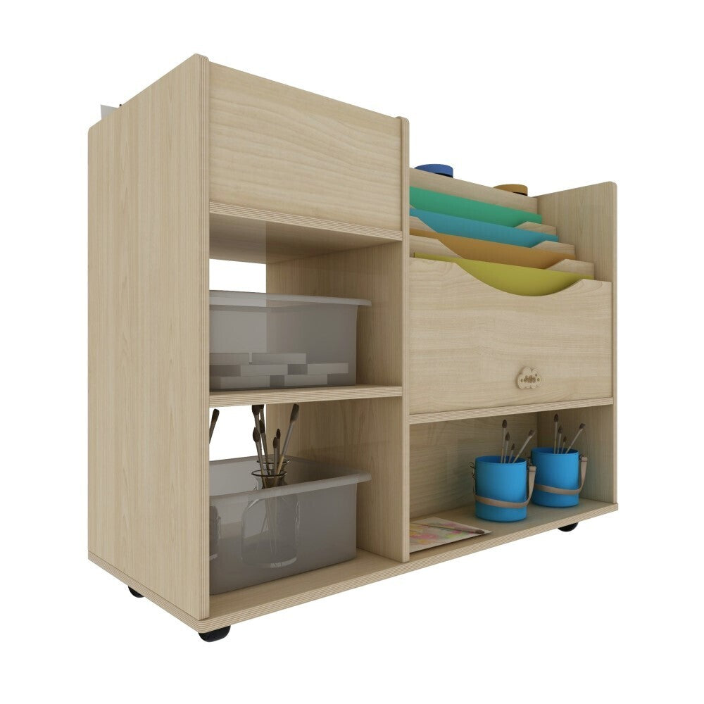 Wooden Art Craft Material Storage Cabinet Trolley