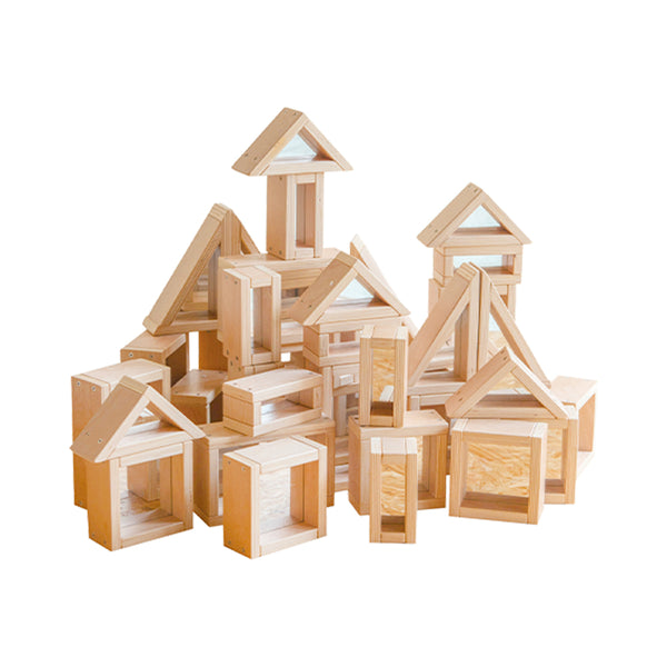  Wooden Acrylic Mirror Building Blocks Set 40pcs