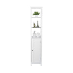 Bathroom Tall Storage Cabinet Organiser With Shelves - White