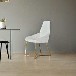 SET OF 4 Dining Chair White PVC Dining Chair Gold Criss Cross Legs