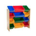 Kids Organiser Shelf Storage Rack For Toys - 12 Multicoloured Bins