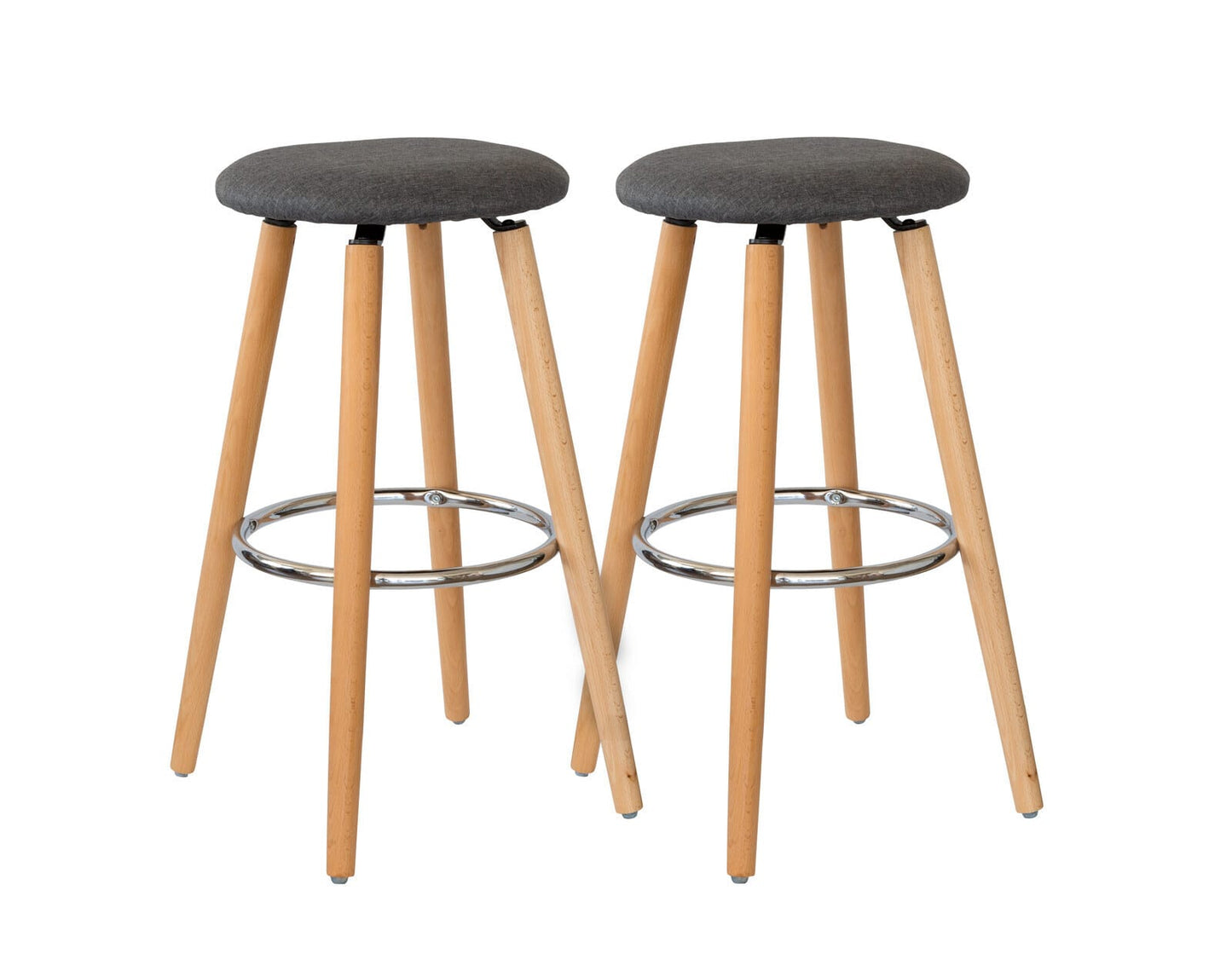 Padded Barstools Grey Steel 53x53x71cm