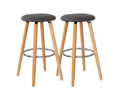 Padded Barstools Grey Steel 53x53x71cm