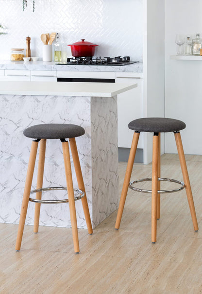 Padded Barstools Grey Steel 53x53x71cm