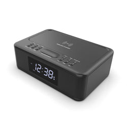 2-in-1 10W Wireless Charger & FM Radio Alarm Clock w/ USB/AUX