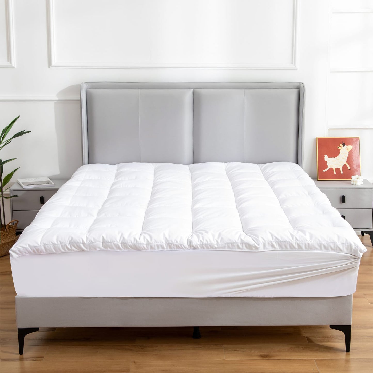 Mattress Topper Hypoallergenic Bamboo 183x203x45cm