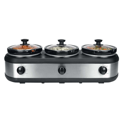 3-Pot Slow Cooker W/ 2.5L Capacity Each, 405W, 3 Warming Settings