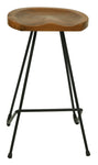 Saddle Shape Timber Top Iron Bar Stool